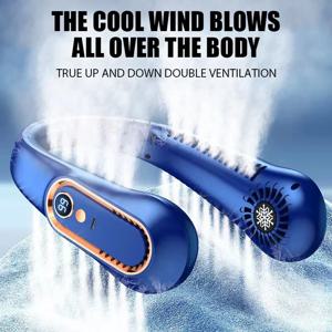 교수형 목 팬 디지털 디스플레이 전원 Ventilador Bladeless 넥 밴드 팬 휴대용 미니 공기 냉각기 USB 충전식 전기 팬