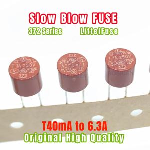 5PCS 372 라운드 느린 블로우 시간 지연 퓨즈 T40MA T50MA T400mA T500mA T1A T2A T2.5A T3.15A T4A T5A T6.3A 250V 원통형 퓨즈 LCD TV