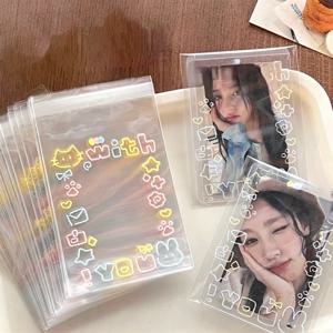 투명 셀프 접착 카드 슬리브 (수집용 포토카드, 애니메이션 트레이딩 카드, K팝 아이돌 선물 포장용, OPP 비닐백)