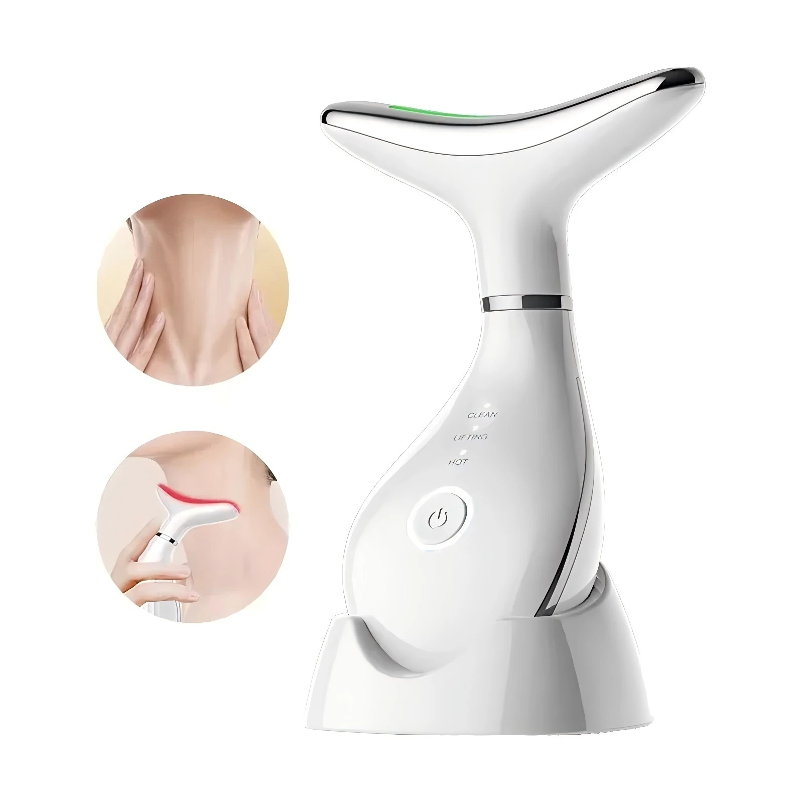 3 in 1 목 얼굴 마사지기 EMS LED 조명 진동 얼굴 리프트 조각 도구 스킨 케어를 위한 미세 전류 얼굴 미용 장치