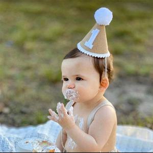삼베 1 생일 모자 아기 첫 번째 생일 파티 신생아 소년 소녀 1 2 3 세 머리띠 베이비 샤워 생일 파티 장식