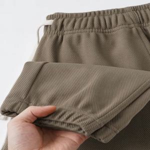캐주얼 헤비 코튼 헐렁한 조깅 바지 남성 브라운 솔리드 컬러 스포츠 조깅 운동복 야외 워킹 게리 작업 바지