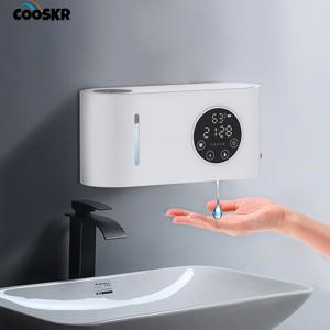 자동 비누 디스펜서 벽걸이 형 터치리스 센서 비누 디스펜서 LED 스크린 500ML 핸드 워시 액체 폼 비누 디스펜서