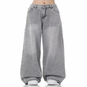 여성용 그레이 빈티지 청바지 하이 스트리트 데님 바지 캐주얼 고스 바지 하이 웨이스트 스트레이트 streetwear Baggy Hosen 여성 Y2K