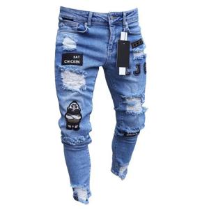 새로운 찢어진 청바지 남성 스트레치 스키니 그레이 블루 블랙 힙합 데님 바지 streetwear 캐주얼 슬림 피트 청바지 남성용 조깅 진