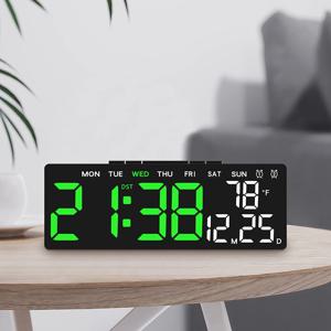 디지털 Led 알람 시계 온도 날짜 및 주 표시 테이블 시계 야간 모드 밝기 조정 가능한 전자 알람 시계