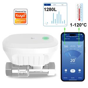 Tuya 스마트 WiFi 워터 밸브 수량계 물 유량 소비 온도 표시 타이머 스마트 라이프 제어 홈 오토메이션