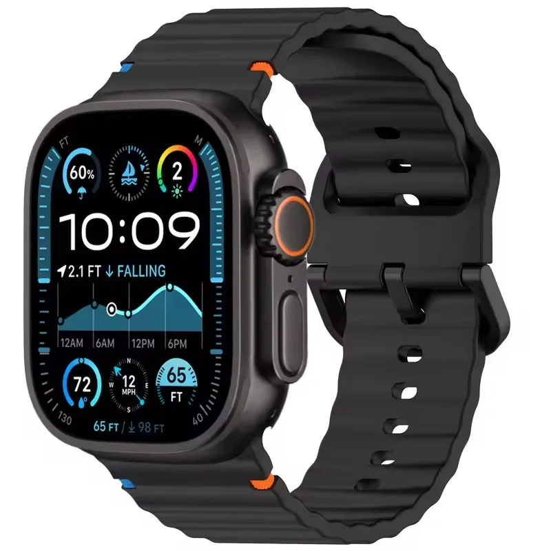Apple 시계 용 실리콘 스트랩 울트라 밴드 49mm 46mm 45mm 42mm 44mm 40mm 41mm correa 팔찌 벨트 iWatch 시리즈 10 9 8 6 7 5 SE