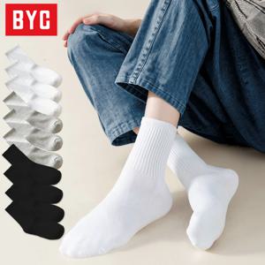 BYC [10켤레] 남성 여성 사계절 중목 긴 양말 세트 남자 여자 발목 학생 검정 흰양말