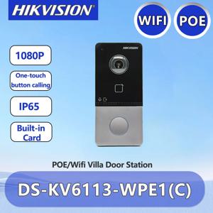 Hikvision Wifi POE 비디오 인터콤 스마트 홈 초인종 2MP 카메라 무선 도어 스테이션 도어 폰 빌라 DS-KV6113-WPE1(C)