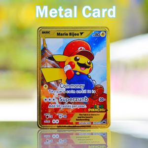 포켓몬 카드 골드 메탈 포켓몬 편지 Tcg Mario Vmax Charizard Gx Pikachu Vstar 애니메이션 보드 게임 카드 놀이 어린이 장난감 선물