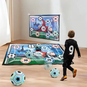 끈적 끈적한 실내 축구 멀티 플레이어 운동 장난감이있는 축구 게임 매트 세트 패드 소년을위한 벨크로 목표 게임 선물이있는 야외 던지기 밴드