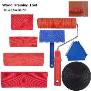 나무 Graining 도구 세트 손으로 가짜 나뭇결 롤러 그림 벽 룸 아트 페인트 장식에 대 한 DIY 고무 Graining 도구