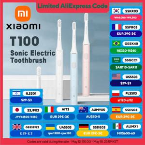샤오미 미지아 T100 음파 전동 칫솔, 무선 USB 충전식, 방수 초음파 자동 칫솔