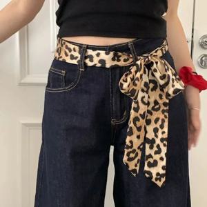 레트로 195*4cm 레오파드 스카프 레오파드 프린트 좁은 롱 넥 스카프 롱 폴카 도트 네커치프 여성