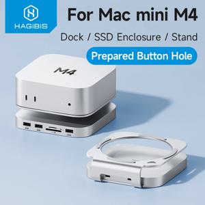 Hagibis USB C 허브, M.2 SSD 인클로저 포함, 맥 미니 M4/M4 프로 스탠드, C타입 도킹 스테이션 SSD 케이스, USB3.2 Gen2 SD4.0 TF4.0