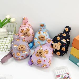 카피발라 어린이 가방, 새로운 곰 만화 귀여운 카피바라 인형 어린이 가슴 가방, 트렌디한 프린트 소년 크로스바디 백