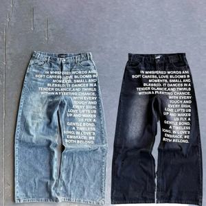 Y2K 남성 청바지 빈티지 아메리칸 패턴 편지 청바지 streetwear 고딕 하라주쿠 힙합 남성 여성 패션 캐주얼 와이드 레그 청바지