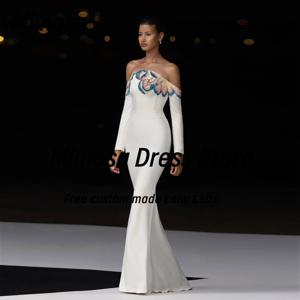 Mimosa 긴 소매 댄스 파티 드레스 2025 화려한 구슬 Strapless 이브닝 파티 드레스 지퍼 백 Robe De Soirée Customized