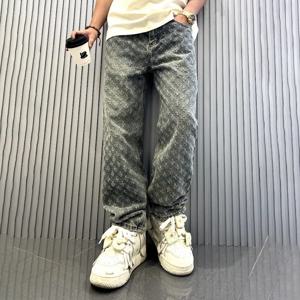 American Ins Street Clothing 레트로 수 놓은 인쇄 바지 패션 브랜드 자카드 디자인 남성 Y2K 넓은 다리 힙합 청바지