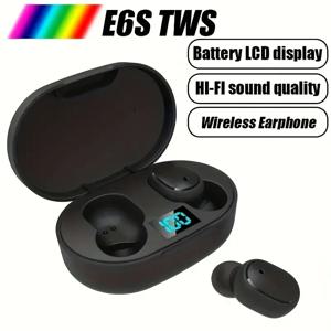 TWS E6S 무선 블루투스 이어폰, 노이즈 캔슬링 헤드셋, 마이크 포함 헤드폰, 샤오미 레드미