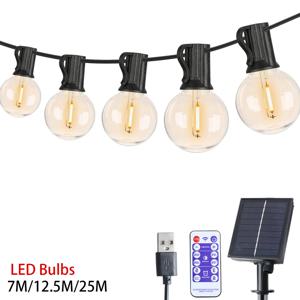 Festoon 태양 LED 글로브 G40 문자열 빛 요정 야외 크리스마스 파티 정원 장식 갈 랜드 램프 거리 파티오 뒷마당