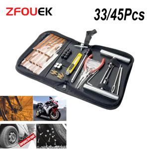 새로운 33/45Pcs AutoTire 수리 키트 타이어 수리 키트 자동 자전거 타이어 수리 펑크 플러그 차고 자동차 액세서리