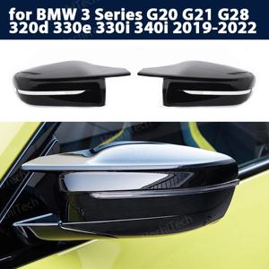 밝은 블랙 사이드 윙 백미러 커버 캡, BMW 2 3 4 5 7 시리즈 G20 G21 G28 G22 G11 G12 G42 M4 스타일 LHD RHD용, G30 G38