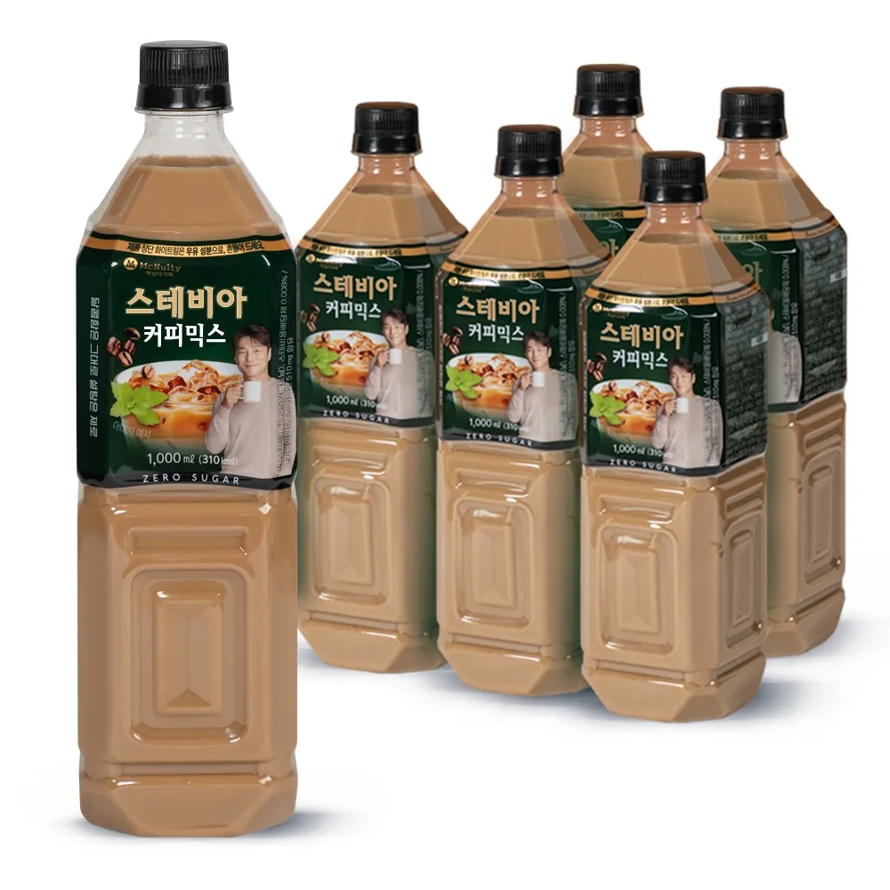 맥널티 스테비아 제로슈가 믹스커피 음료 대용량 1L 6개입