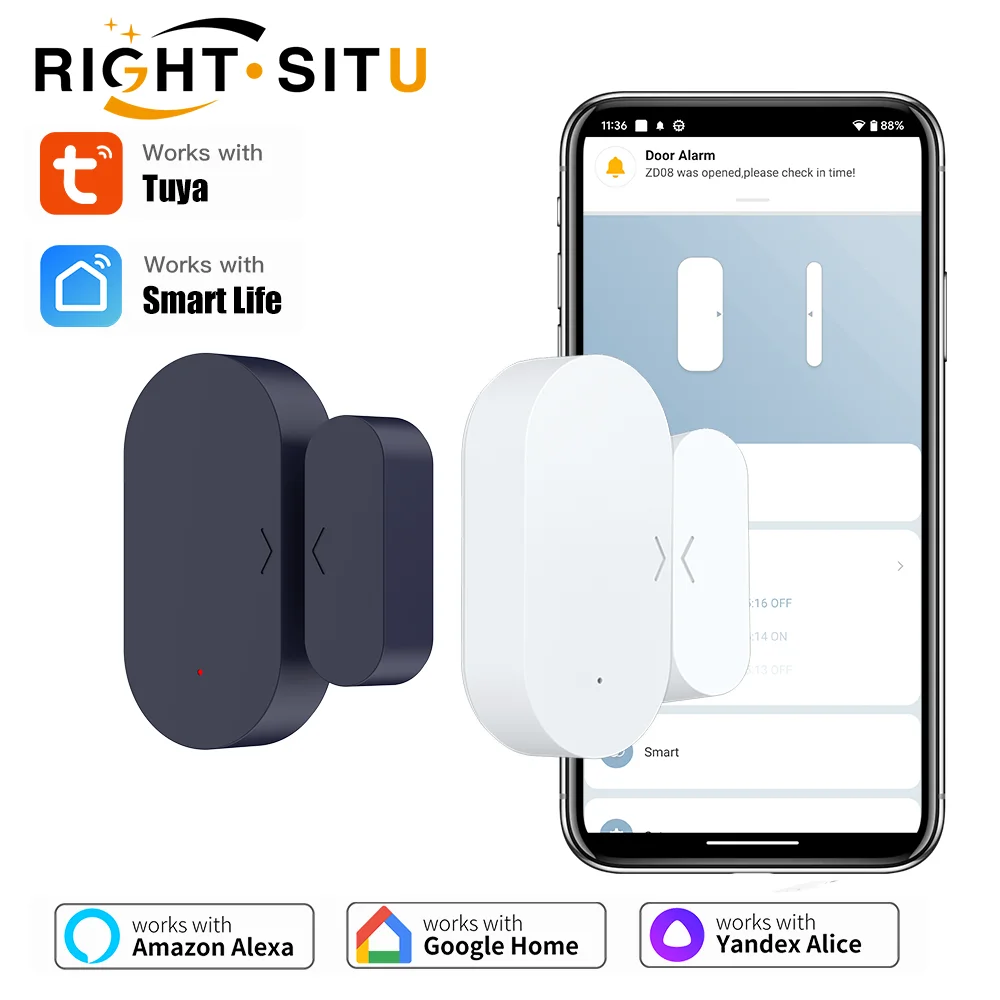 Tuya Zigbee 3.0 Alexa Google Home Yandex와 함께 스마트 홈 작업을 위한 도어 윈도우 센서 접촉 센서