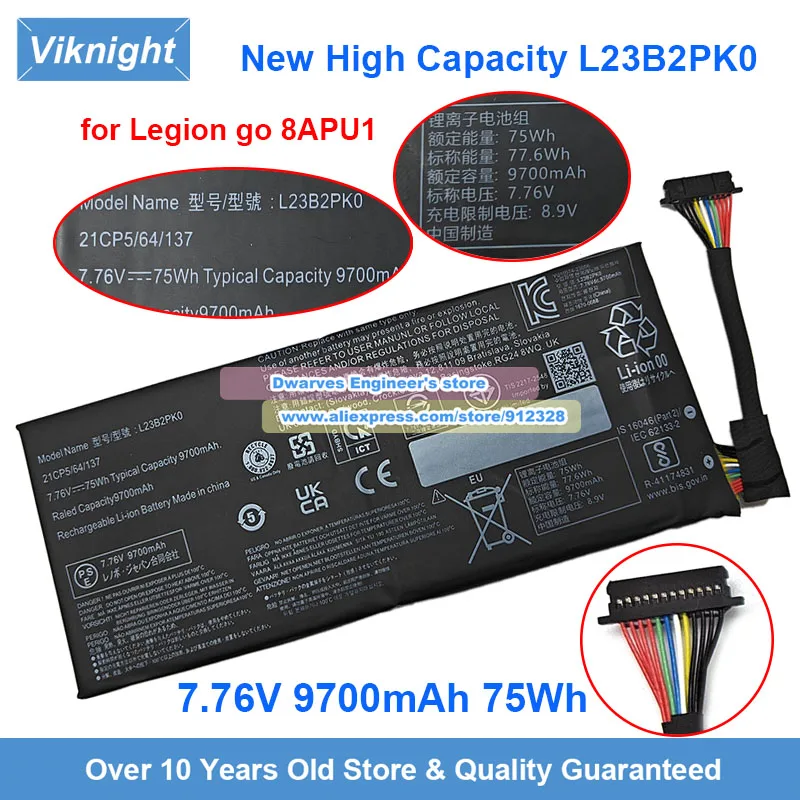 새로운 L23B2PK0 배터리 7.76V 49.2Wh 81Wh 77.6Wh Lenovo Legion Go 8APU1 휴대용 게임용 PC L23M2PK0 L23C2PK0 용 대용량