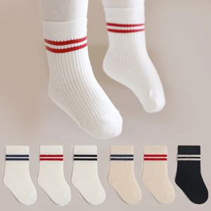 용수철 미드 튜브 아기 양말, 스포츠 소프트 어린이 양말, 통기성 어린이 양말, 소년 소녀 스트립, 미드 튜브 양말