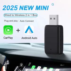 새로운 미니 2in1 무선 Carplay 어댑터 및 안드로이드 자동 무선 어댑터 플러그 앤 플레이 99% OEM 자동차 용 무선 유선