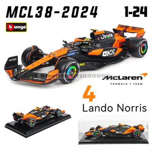 부라고 1:24 2024 맥라렌 F1 팀 MCL38 4 #   랜도 노리스 81 #   Oscar Piastri 합금 자동차 모델 장난감 시리즈 컬렉션 선물