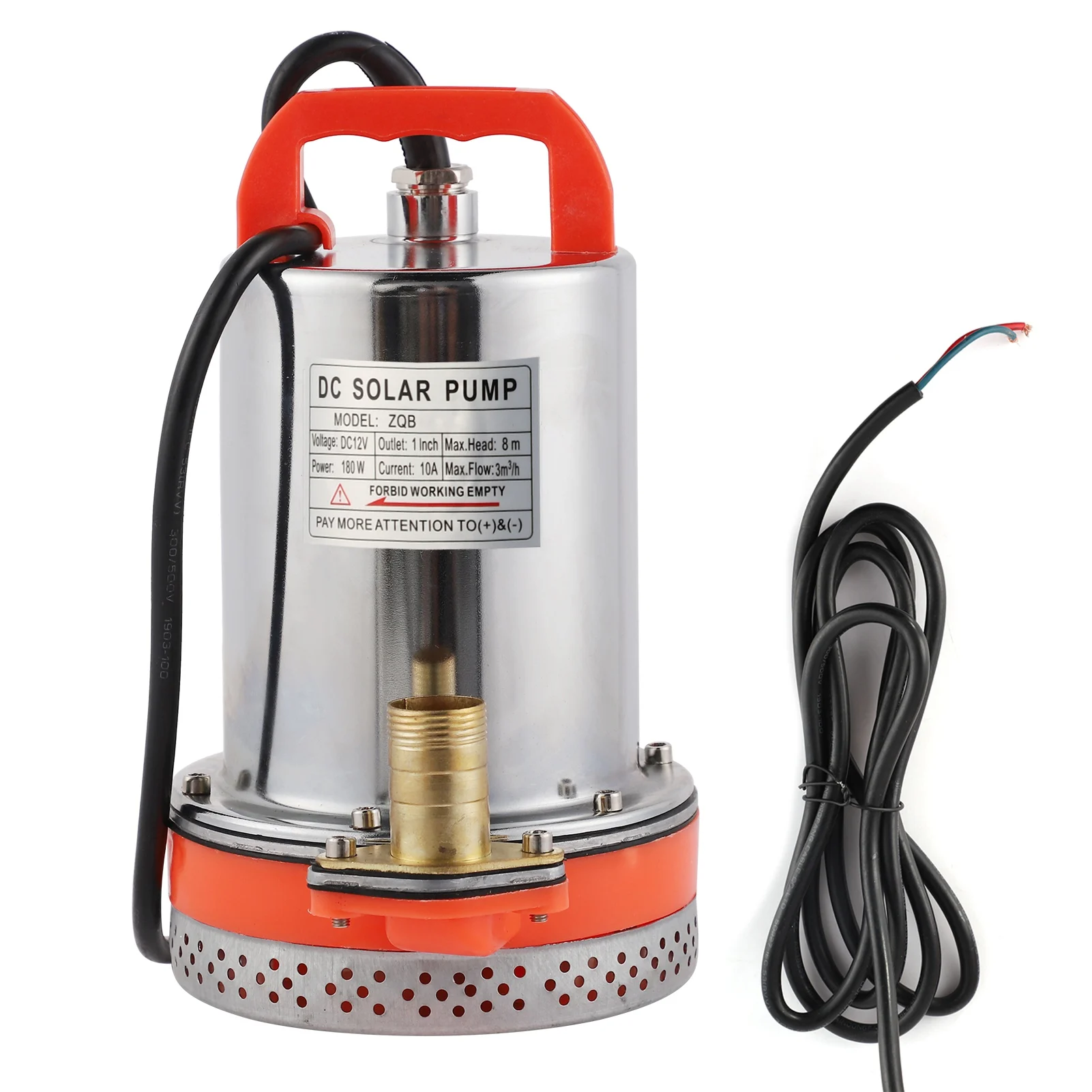 수중 펌프 소형 배터리 태양열 수영장 청소 8 미터 리프트 2.1 미터 케이블 DC 12V 180W/24V 220W
