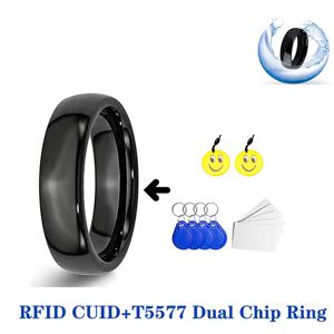 RFID 스마트 듀얼 칩 NFC 링 ID + IC 방수 태그 CUID T5577 재기록 가능한 배지 키 125khz 13.56mhz 토큰 복사 복제 쓰기