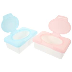 2 Pcs 닦아 상자 물티슈 상자 기저귀 메이크업 홀더 아기 젖은 조직 컨테이너 디스펜서 재사용 가능