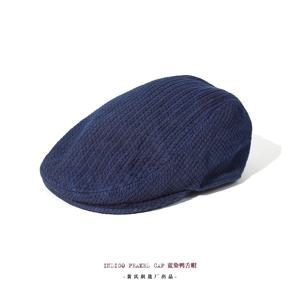 인디고 손으로 염색한 베레모 & 야구 모자 일본계 미국인 빈티지 헤비급 100% 면 검도 원단 복고풍 스타일 식물 기반 염료