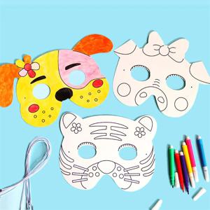 8 개/몫 DIY 동물 그림 마스크 장난감 소녀 소년 만화 낙서 수제 예술 공예 장난감 유치원 드로잉 어린이 선물
