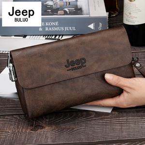 JEEP BULUO 브랜드 PU 가죽 클러치 백 세 가지 색상의 새로운 스타일 남성용 지갑 롱 카드 가방 남성용 지갑 지퍼 대형 공간