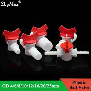1Pcs Platics 4mm 6mm 8mm 10mm 12mm 16mm 20mm PVC 호스 바브 양방향 플라스틱 볼 밸브 수족관 정원 마이크로 관개 커넥터