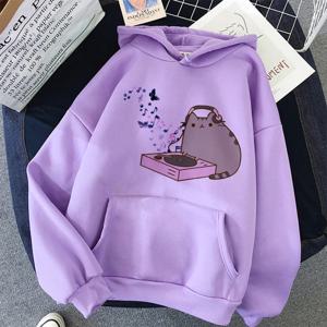Hot The Pusheen Cat 까마귀 여성/남성 패션 카와이 한국어 하라주쿠 운동복 남여 90s 만화 의류 후드 여성