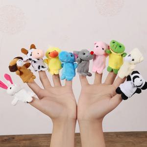 10Pcs 아기 플러시 장난감 만화 동물 가족 손가락 인형 역할 놀이 이야기 이야기 헝겊 인형 어린이를위한 교육 장난감 어린이