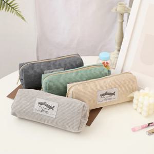 코듀로이 연필 케이스 한국어 문구 연필 주머니 Estuche Escolar 상어 펜 케이스 학교 용품 Trousse Scolaire Pencilcase