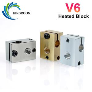 1PC V6 가열 블록 E3D V6 PT100 J 헤드 핫 엔드 히터 블록 3D 프린터 부품 용 구리 도금 황동 알루미늄 가열 블록