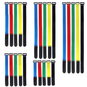 10Pcs 재사용 가능한 후크 루프 나일론 스트랩 역방향 컬러 고정 테이프 자체 접착 케이블 타이 랩 번들 고정 타이