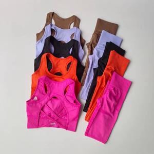 여성 tracksuit 피트니스 요가 세트 운동복 운동 스포츠 브래지어 + 하이 웨이스트 레깅스 체육관 의류 원활한 스포츠 정장