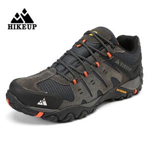 HIKEUP 새 도착 가죽 하이킹 신발 내마모성 야외 스포츠 남성 신발 레이스 업 남성 등산 트레킹 사냥 스니커즈