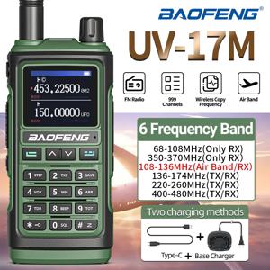 Baofeng UV-17M 워키토키 6 밴드 장거리 에어 밴드, 무선 복사 주파수, FM/AM UV-5R, 사냥 라디오 커뮤터 17 프로