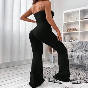 2025 여름 새로운 여성의 Bustier 점프 슈트 기질 우아한 솔리드 컬러 원피스 바지 바지 다리 슬림 엉덩이 리프팅 점프 슈트